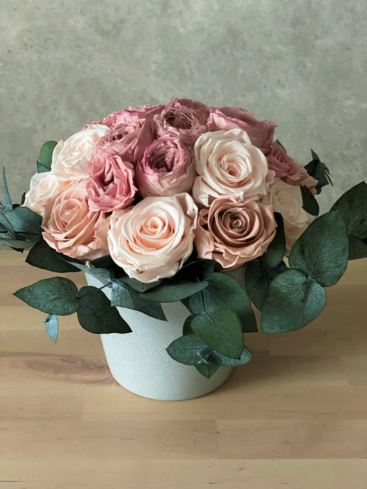 PINK DAWN - preserved rose box