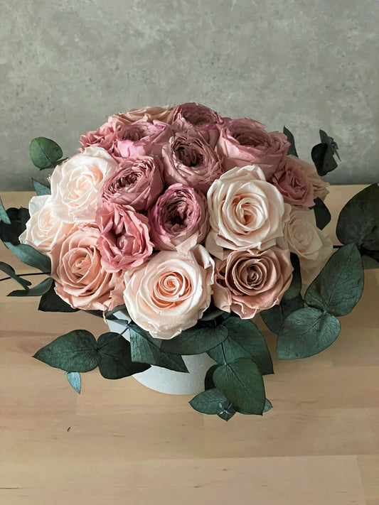 PINK DAWN - preserved rose box