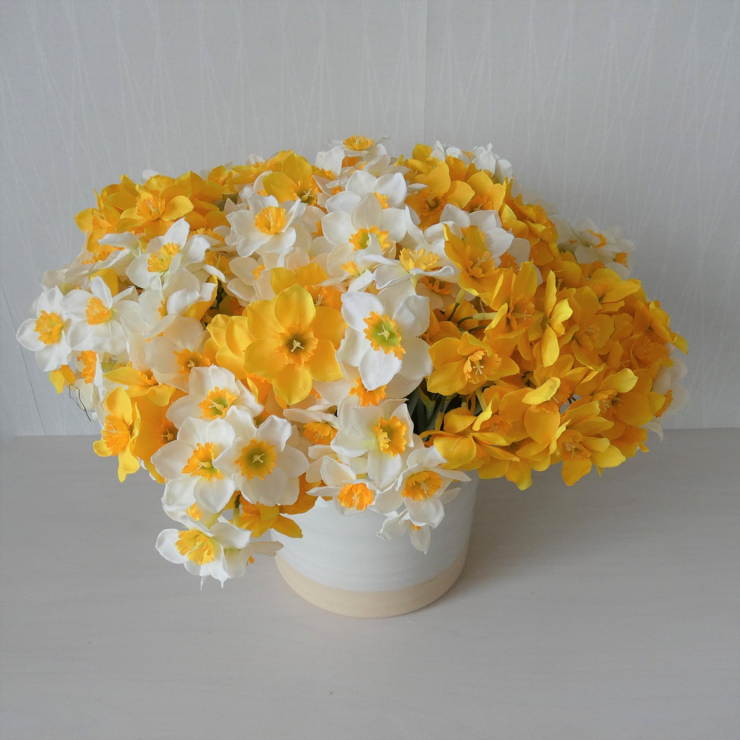 Yellow/White daffodil silk flower bouquet