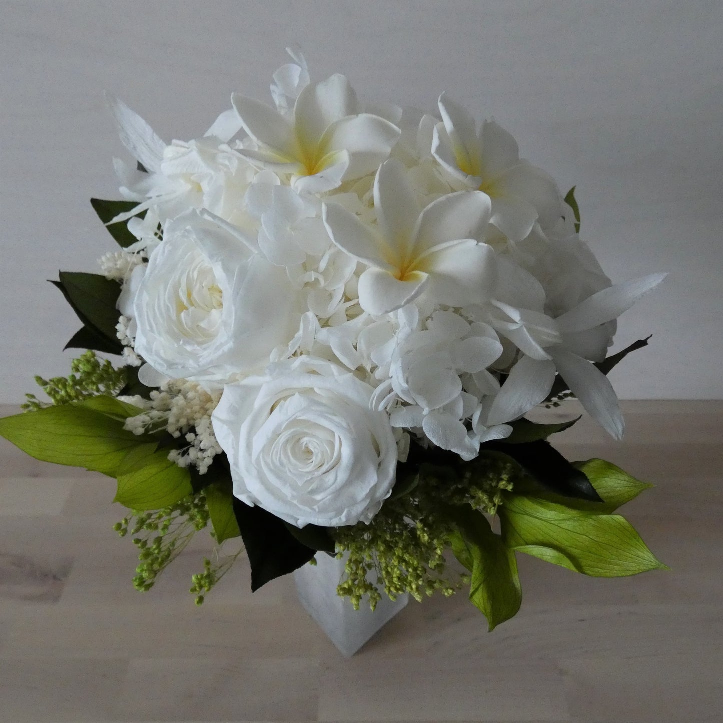 'WHITE DREAM' - preserved frangipani bouquet