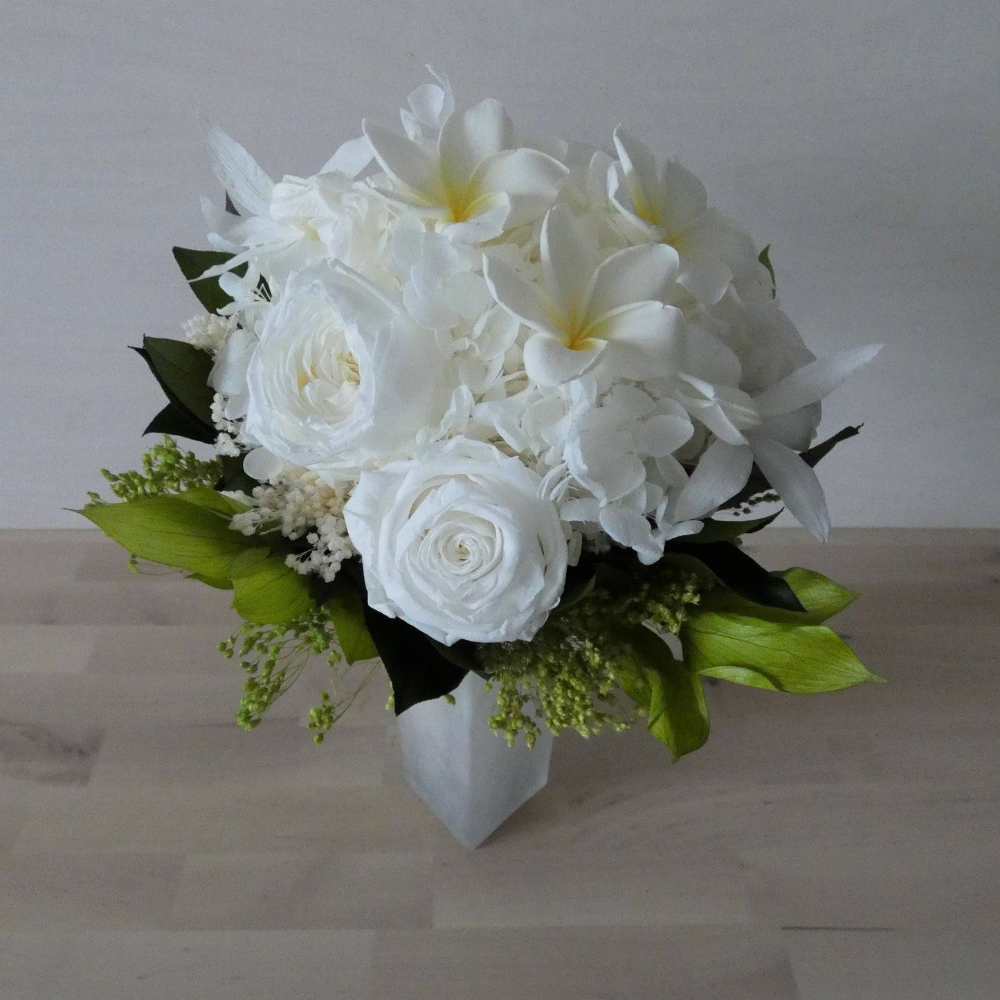 'WHITE DREAM' - preserved frangipani bouquet